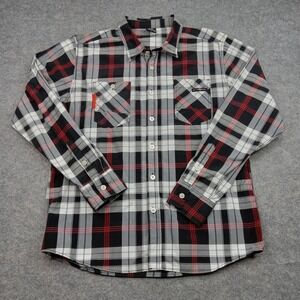 Enyce Shirt Mens 2XL Black Gray Red Plaid Button Down Long Sleeve Casual 90s Y2K